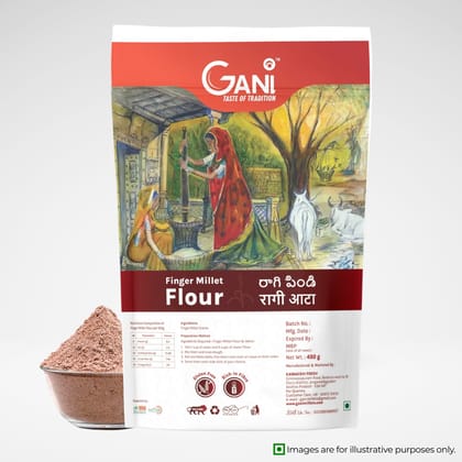 Gani Ragi Flour - 450g I Finger Millet Flour Gluten-Free, Rich in Fiber 