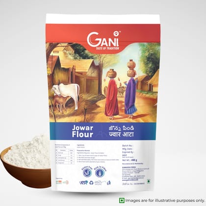 Gani Jowar Flour - 450g | Sorghum Millet Flour Gluten-Free & Rich in Fiber + Gani Ragi Upma Rawa-450g I Finger Millet Upma Rawa Gluten-Free, Rich in Fiber