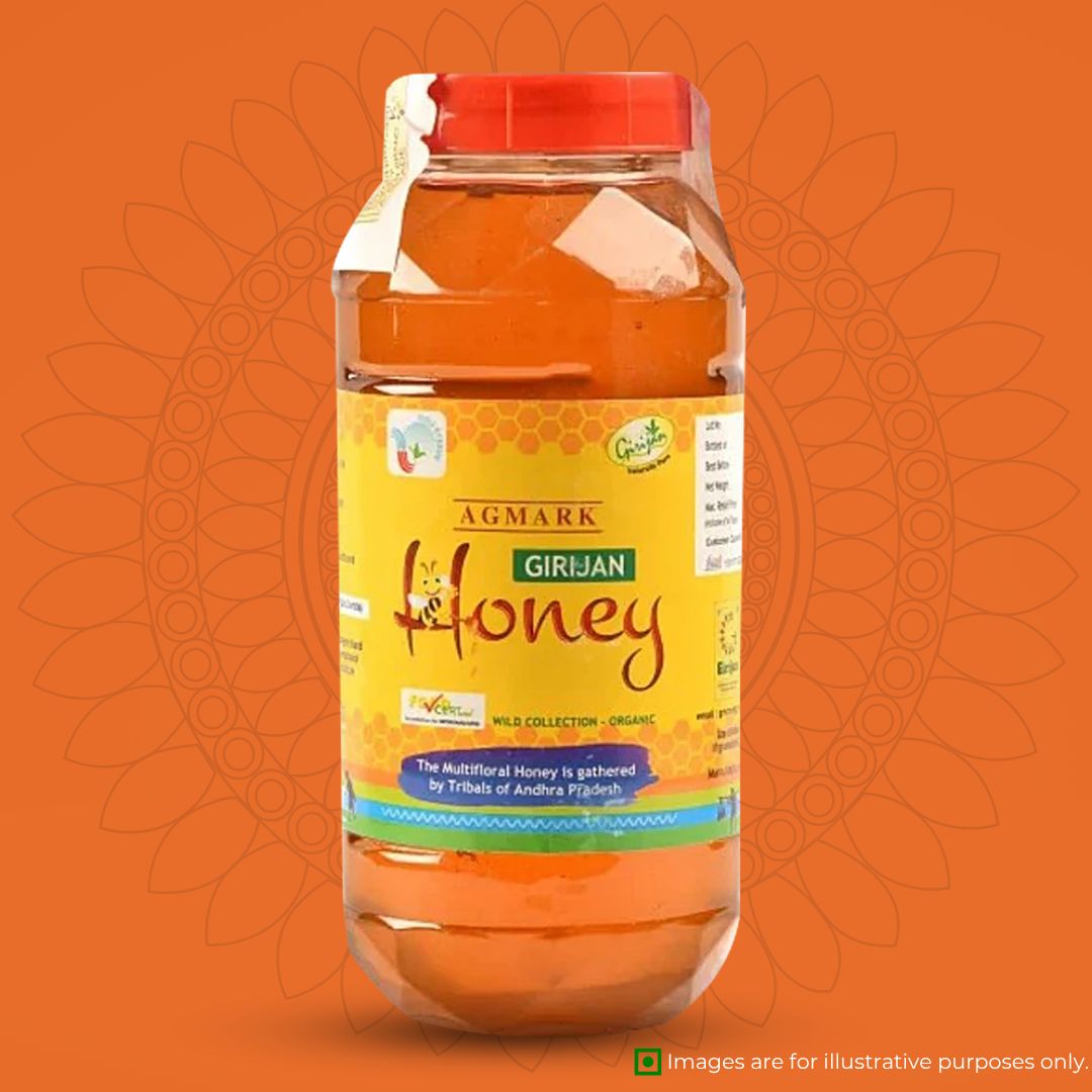 GCC Girijan Honey - 1 Kg , pure, Exotic Aroma, Wild Collection, Multi floral,  AGMARK Certificated (pack of 2)